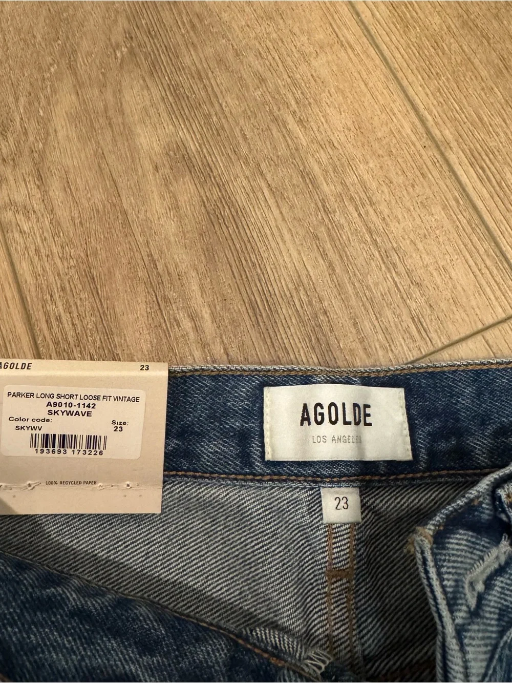New AGOLDE Parker Long Denim short size 23